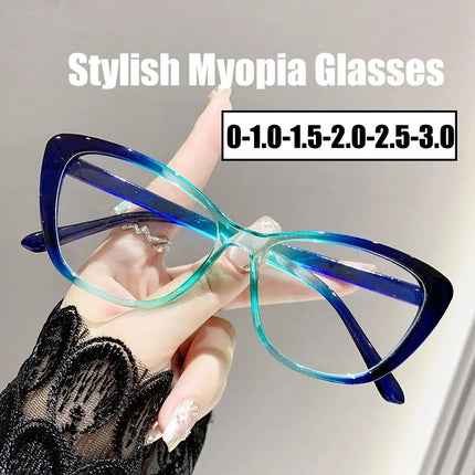 Women's New Style Finished Myopia Glasses Unisex Anti-blue Light Minus Diopter Eyewear Fashion Near Sight Eyeglasses 0-3.5-4.0