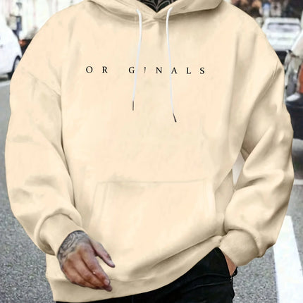 Men's autumn and winter casual fashion loose ORIGINALS letter printed long sleeved hooded sweatshirt warm pullover