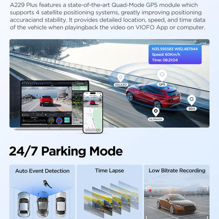 VIOFO A229 PLUS Car Dvr 2K HDR Video Recorder 5GHZ WI-FI GPS Voice Control Dash Camera With SONY STARVIS 2 SENSOR Night Vision