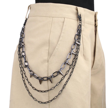 Hip Hop Punk Rock Metal Pants Waist Chain Men Women Key Chain Trousers Chain Wallet Keychain Jeans Unisex Hip-hop Jewelry Gift