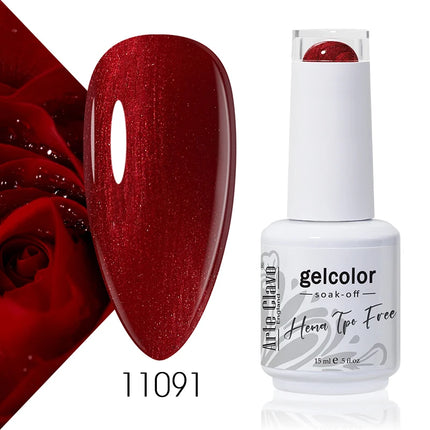 Arte Clavo Red Color Series Nail Polish UV Soak Off Varnish 15ml Manicure Nail Art Long-lasting Hema Tpo Free Gel Nail Polish
