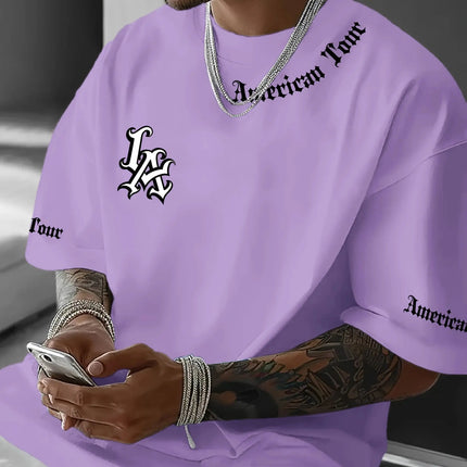 The 2025 summer new men's T-shirt, letter-printed casual graphic round-neck T-shirt, short-sleeved sports women's T-shirt, suita
