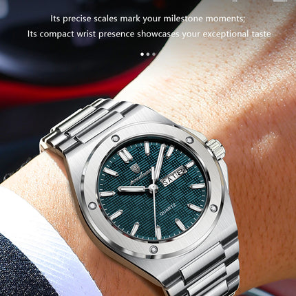 POEDAGAR Original Men Clock Quartz Date Week Luxury Man Wristwatch Waterproof Luminous Stainless Steel Sport Men's Watches Reloj