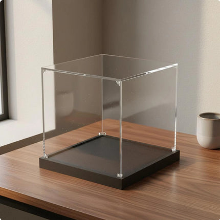 Acrylic Display Box Sturdy Construction Clear Collectible Container Figurine Display Stand Glue-No-Cost Assembly Household