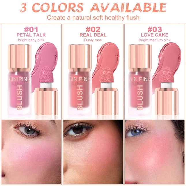 Matte Liquid Blush Waterproof High Pigmented Smooth Non-Sticky Peach Pink Coral Daily Makeup Multi-use Blushing Glow Christmas