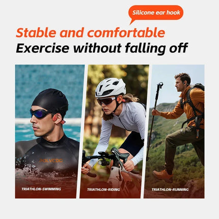 POLVCDG bone conduction earphones IPX8 waterproof 32GB memory Bluetooth 5.4 silicone material 2024 new product X16