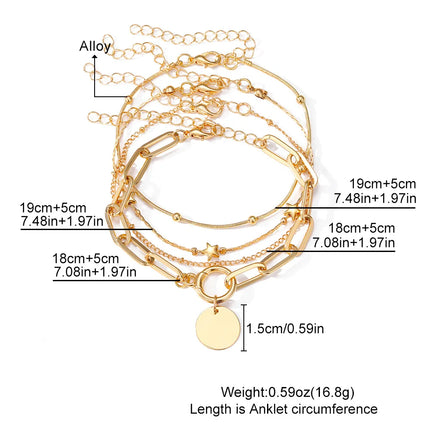 Bohemia Gold Color Snake Ankle Bracelet Set For Women Butterfly Key Lock Charm Multiple Styles Anklet Chain On Leg Boho Jewelry