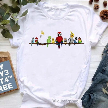 I Just Really Like Cockatiels Ok Graphic Print Tshirt Women Lovely Parrot T Shirt Femme White Short Sleeve Female T-Shirt Tops