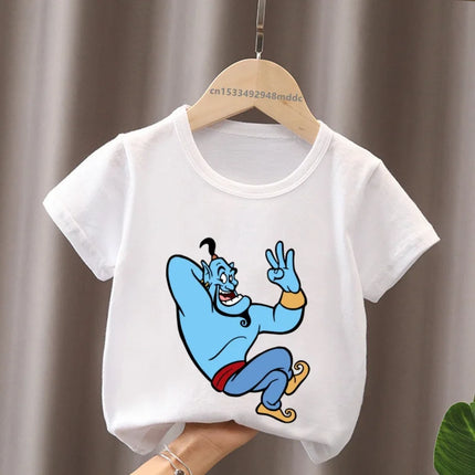Hot Sale Aladdin Jasmine Princess Print Cartoon Kids T-Shirts Girls Clothes Baby Boys Short Sleeve T-shirt Summer Children Tops