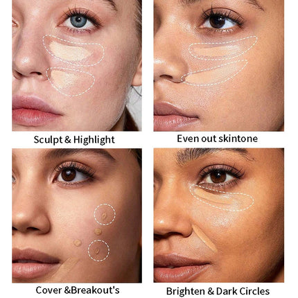 Contour & Concealer Palette,Concealer Cream,Moisturizing,Brightening Dark Circles,Multi-Color Contour Foundation Cream Makeup