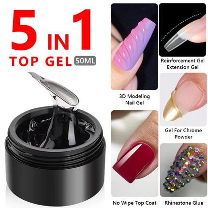 MSHARE 3D Top Coat UV LED Gel Rhinestones No Wipe Topcoat Without Sticky Layer Water Drop 50ml