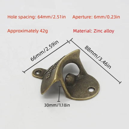 Wall-Mounted Fixed Beer Bottle Opener Corona Zinc Alloy Opener Suitable for Home Parties