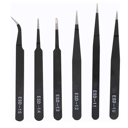 Anti Static Safety Esd Stainless Steel Precision Curved Tweezers  Electronic Laboratory Jewelry Crafts Maintenance Tools