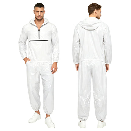 Men Waterproof Glossy Jacket Tops with Jogging Pants Hip Hop Dance Dancewear Outdoor Activities Raincoat Windbreak Streetwear