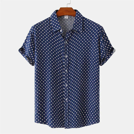 Fashion Solid Colored Dots Hawaiian Shirt Men Casual Short Sleeves Summer 3d Printed Button Blouse Tops Street Button Shirts