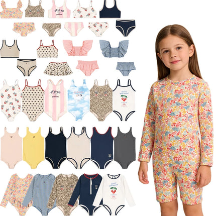 Children's Set 2026 New Spring Summer KS Girls' Split Swimsuit Baby Girl Printed Fashionable One-piece Swimsuit
