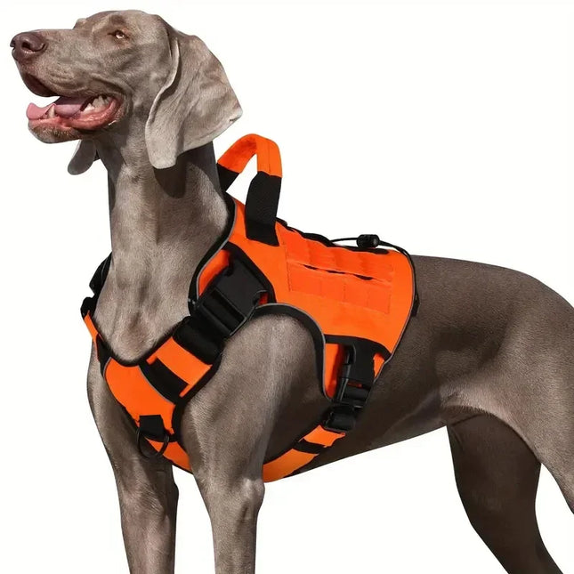 Adjustable No-Pull Tactical Dog Harness with Handle, Reflective Military Vest for Large Dogs, Labrador