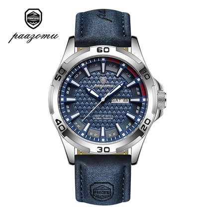 PAAZOMU Men's Luxury Brand Watch Waterproof Luminous Date Week Quartz Wristwatch for Men Stainless Steel Fashion Sports Watches