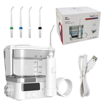 Water Flosser Oral Irrigator Teeth Whitening Daily White Teeth Care Professional Rechargeable With 4 Nozzles For Family Travel