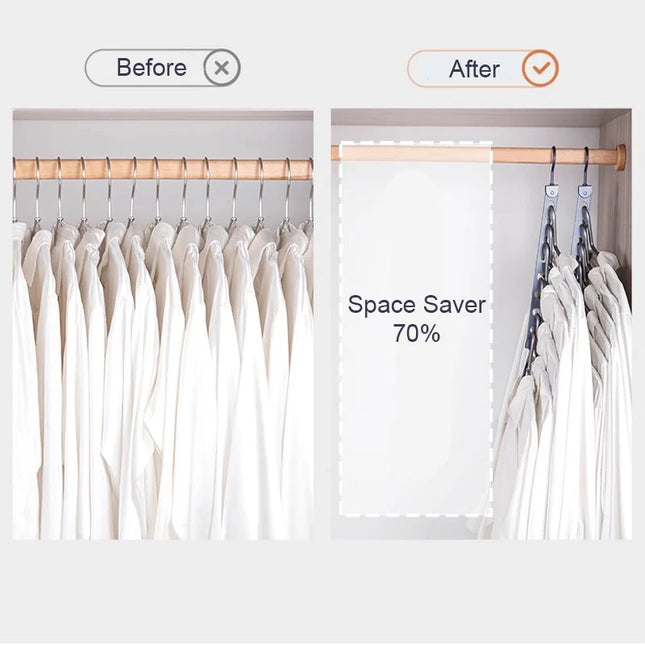 6/7/8 Holes Storage Rack for Clothes Hanger Organizer Foldable Rotatable Metal Hangers Storage Rack Wardrobe Space Saver Hook