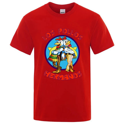 Summer Men's High Quality LOS POLLOS Hermanos Funny Printed T-Shirt Casual Cotton Breathable Tshirt Chicken Brothers Tees Top