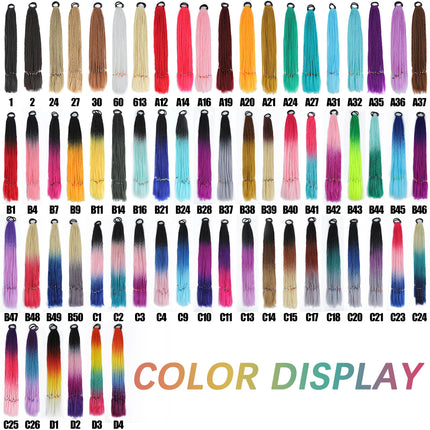 AZQUEEN Synthetic Gradient Color Dirty Braided Ponytail 60CM Elastic Rubber Band Braiding Pony Tail Hair Extensions For Girls