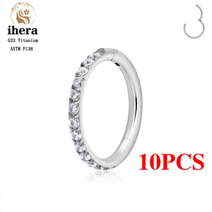 1/10PCS G23 Titanium Nose Rings Septum Clicker Ear Cartilage Tragus Helix Daith Earrings Hoops 16G 18G CZ Body Piercing Jewelry