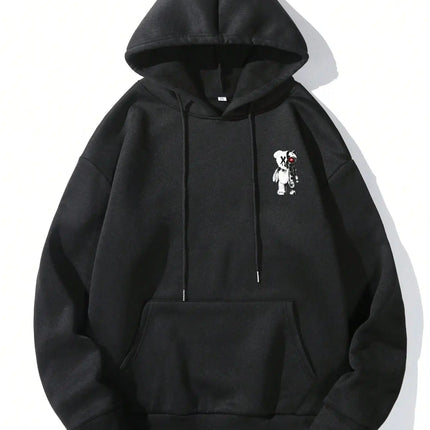 Cartoon Machine Bear Print Pullovers Men Cartoons Creative Hoodie Oversize Fashion Clothing All-Match Autumn Winter Male Hoody