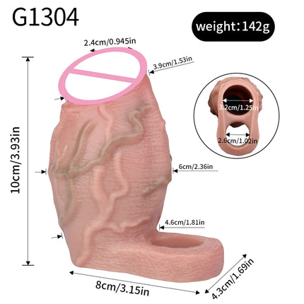 SXXY 2 Colors Silicone Realistic Deep Veins Open Head Penis Sleeve For Men Delay Ejaculation Soft Inner Thread Cock Ring Dick Sh