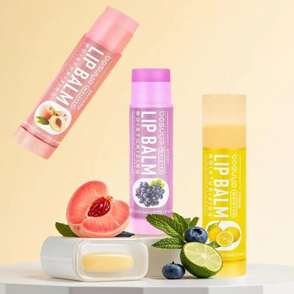 6PCs Natural Fresh Fruit Lip Balm Set Winter Moisturizing Lip Oil Long-Lasting Glossy Nourishing Lipstick Dry Lip Care Makeup