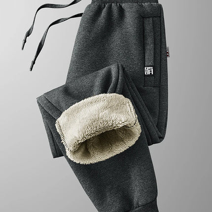 Winter Men's Sweatpants Thick Warm Fleece Joggers Sportswear Zip Pockets Cotton Casual Track Pants Plus Size 6XL 7XL 8XL