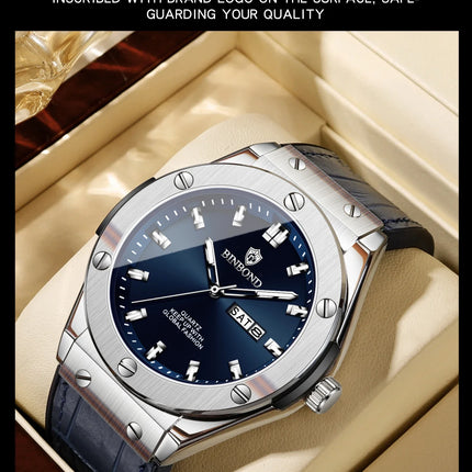 BINBOND Top Brand Business Classic Men's Watches Waterproof Date Week Luxurious Luminous Multifunction Fashion Male Quartz Watch