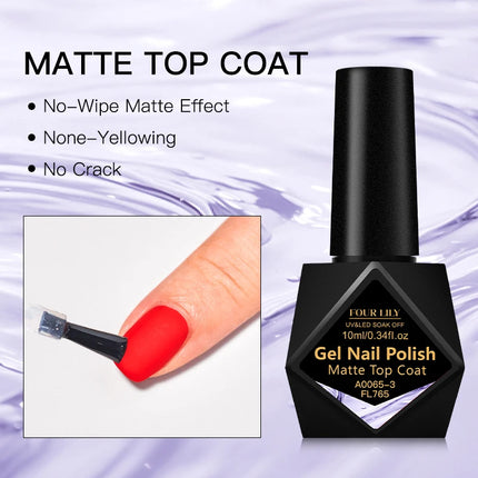 FOUR LILY 10ml Base Gel, Top Coat, Matte Top Coat Functional Nail Care Long Lasting UV/LED Varnish Gel Nail Polish Manicure