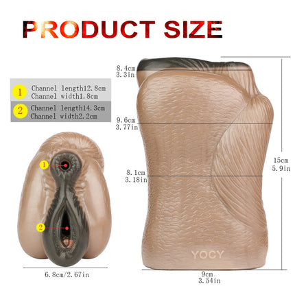 SHAZ Realistic Horse Vagina&Anal Two Channel Stroker, Skin-Friendly Silicone Onahole, Penis Training Stimulator, Sex Toy for Men