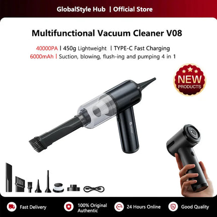 Wireless Vacuum Cleaner 4-in-1 40000pa Super Suction 6000mAh TYPE-C Fast Charging Portable Cleaning Appliance Cleaner V08
