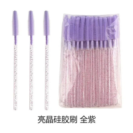 50pcs Crystal Silicone Eyelash Brush Lash Makeup Brushes Eyebrow Comb Eyelashes Extension Spoolie Microbrush Cosmetics Tool