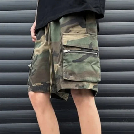 Loose Baggy Big Size Elastic Waist Wide Short Pants for Men Mens Cargo Shorts Camouflage Oversize with Draw String Camo Elegant