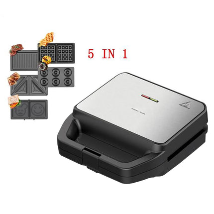 XEOLEO New  5 in 1 Panini Waffle Donut Sandwich Electric Grill Waffle Maker 800W Sandwich Maker