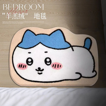 Kawaii Chiikawa Cute Rug Plush Floor Mat Bathroom Non-Slip Carpet Car Cushion Soft Living Room Decor Usagi Hachiware Gift Toy