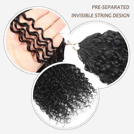 28 30 Inch Afro Kinky Curly Human Hair Crochet Knotless Pre-Separated Feather Light Crochet Human Hair Extensions 60g/Pack