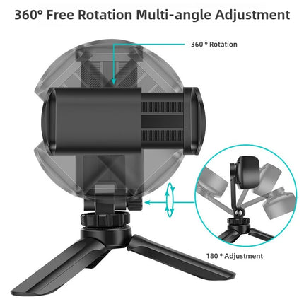 Adjustable Phone Tripod Stand Portable Foldable Desktop Holder 360 Rotatable Selfie Stick Live Streaming Stabilizer Compact