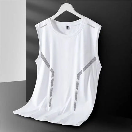 Tank Top Men's Trendy Thin Breathable Quick Drying Sports Casual Wide Shoulder Men's Round Neck Sleeveless T-shirt Trendy
