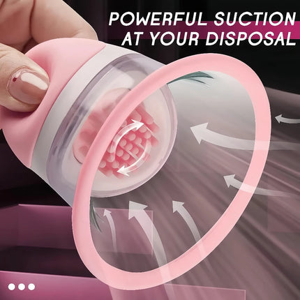 10 Modes Breast Massager with Suction Vibration Rotation - Female Nipple Stimulator, Multi Powerful Breast Suction Massager