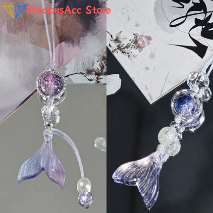 Game Love And Deepspace Rafayel Cosplay Couple Phone Chain Fish Tail Pendant Keyring Bag Keychain Jewelry Prop Accessories Gift