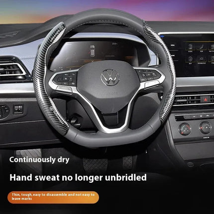 For Volkswagen R Golf GTI Passat Polo ID.3 ID.4 ID.7 Touareg Tiguan Touran Jetta Car Carbon Fiber Non-slip Steering Wheel Cover