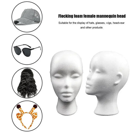 1pc Female Styrofoam Mannequin Manikin Head Model Foam Wig Hair Glasses Display