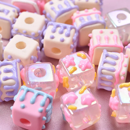 Mixed Cartoon Mini Cake Ice Cream Charms Bulk Random Hand Painted Angel Wing Heart Hot-air Balloon Spacer Beads Jewelry Making