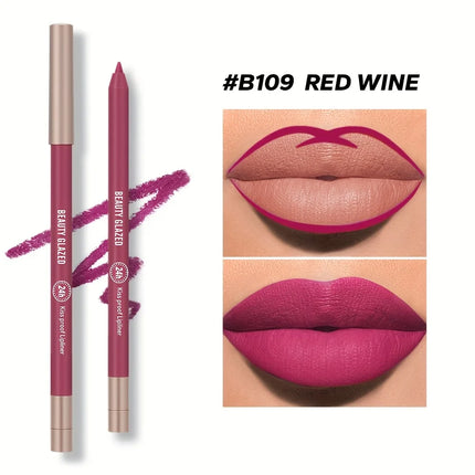 BEAUTY GLAZED 10 Color Nude Lip Liner Natural Long-Lasting Waterproof Matte Effect  Easy-To-Color and Non-Smudge Lip Liner