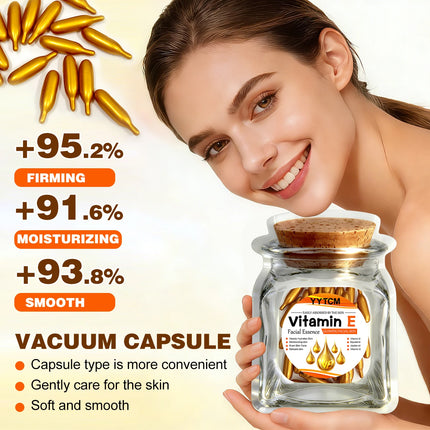 Vitamin E Deep Moisturizing Capsule Essence–Hydrates Smooths Skin. Formulated Squalane Vitamin 18/30/48/60/90/180 Capsules