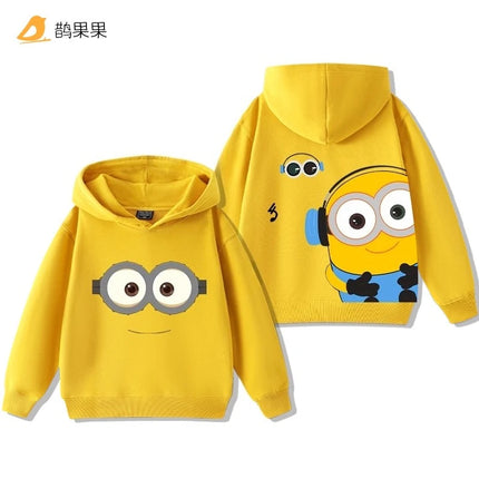 Children's cartoonMinions pattern printed hooded sweatshirt for boys and girls suitable for autumn andwinter a warm top for kids
